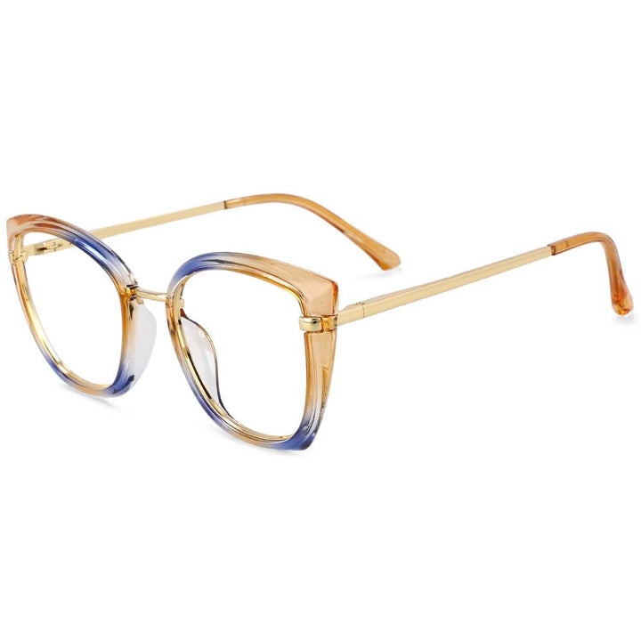 CCspace Unisex Full Rim Square Cat Eye Tr 90 Titanium Frame Eyeglasses 54238 Full Rim CCspace Blue tea