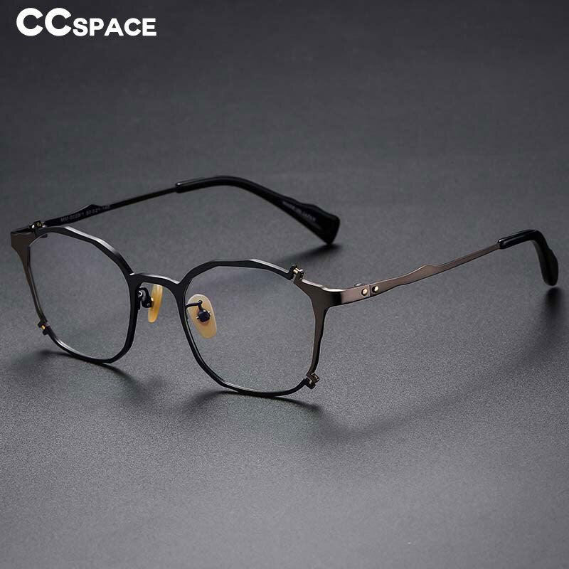 CCspace Unisex Full Rim Irregular Square Titanium Rivet Eyeglasses 54535 Full Rim CCspace