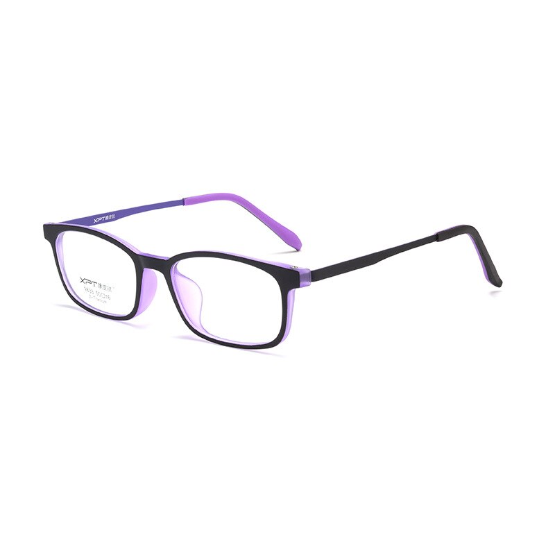 Yimaruili Unisex Full Rim Small Square Tr 90 Titanium Eyeglasses 9833XP Full Rim Yimaruili Eyeglasses Black Purple