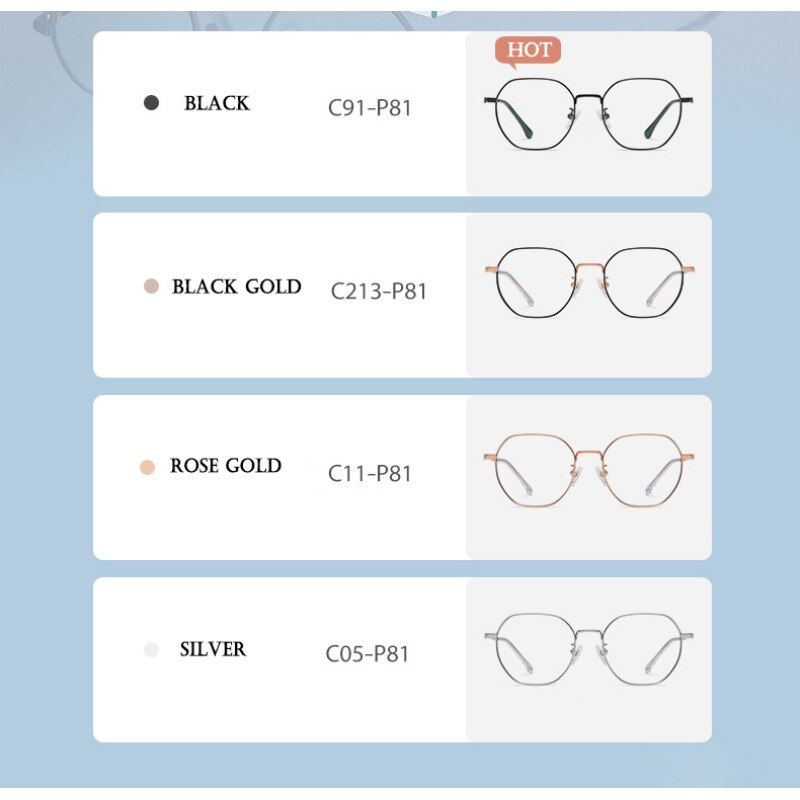 Hotony Women's Full Rim Polygonal Titanium Eyeglasses St6210 Full Rim Hotony