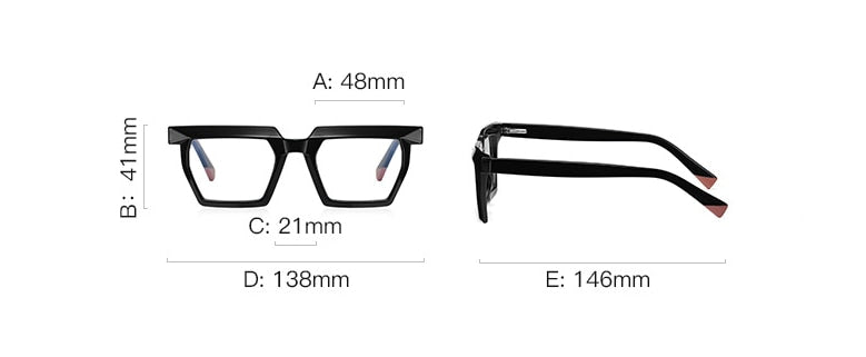 CCspace Unisex Full Rim Flat Top Square Acetate Titanium Eyeglasses 53370 Full Rim CCspace