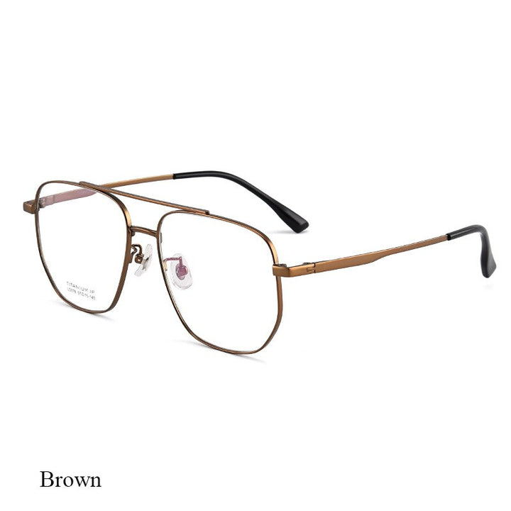 Bclear Unisex Full Rim Square Double Bridge Titanium Eyeglasses Lb5378 Full Rim Bclear Auburn
