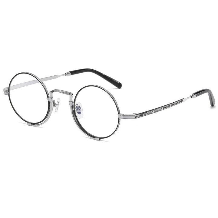 Gatenac Unisex Full Rim Round Titanium Eyeglasses Gxyj998 Full Rim Gatenac Silver
