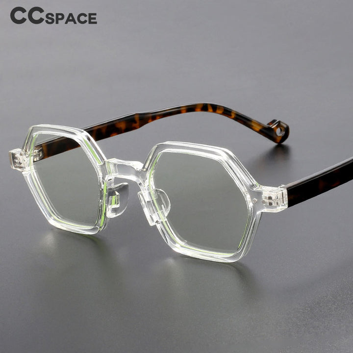 CCspace Unisex Full Rim Polygonal Tr 90 Acetate Eyeglasses 54565 Full Rim CCspace