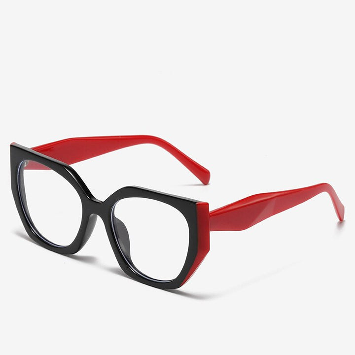 CCspace Unisex Full Rim Square Cat Eye Acetate Eyeglasses 55312 Full Rim CCspace China BlackRed