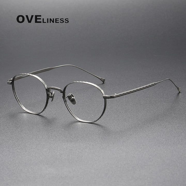 Oveliness Unisex Full Rim Round Titanium Eyeglasses 163 Full Rim Oveliness gun