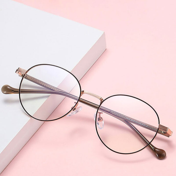 Handoer Unisex Full Rim Round Square Alloy Acetate Eyeglasses 1903 Full Rim Handoer