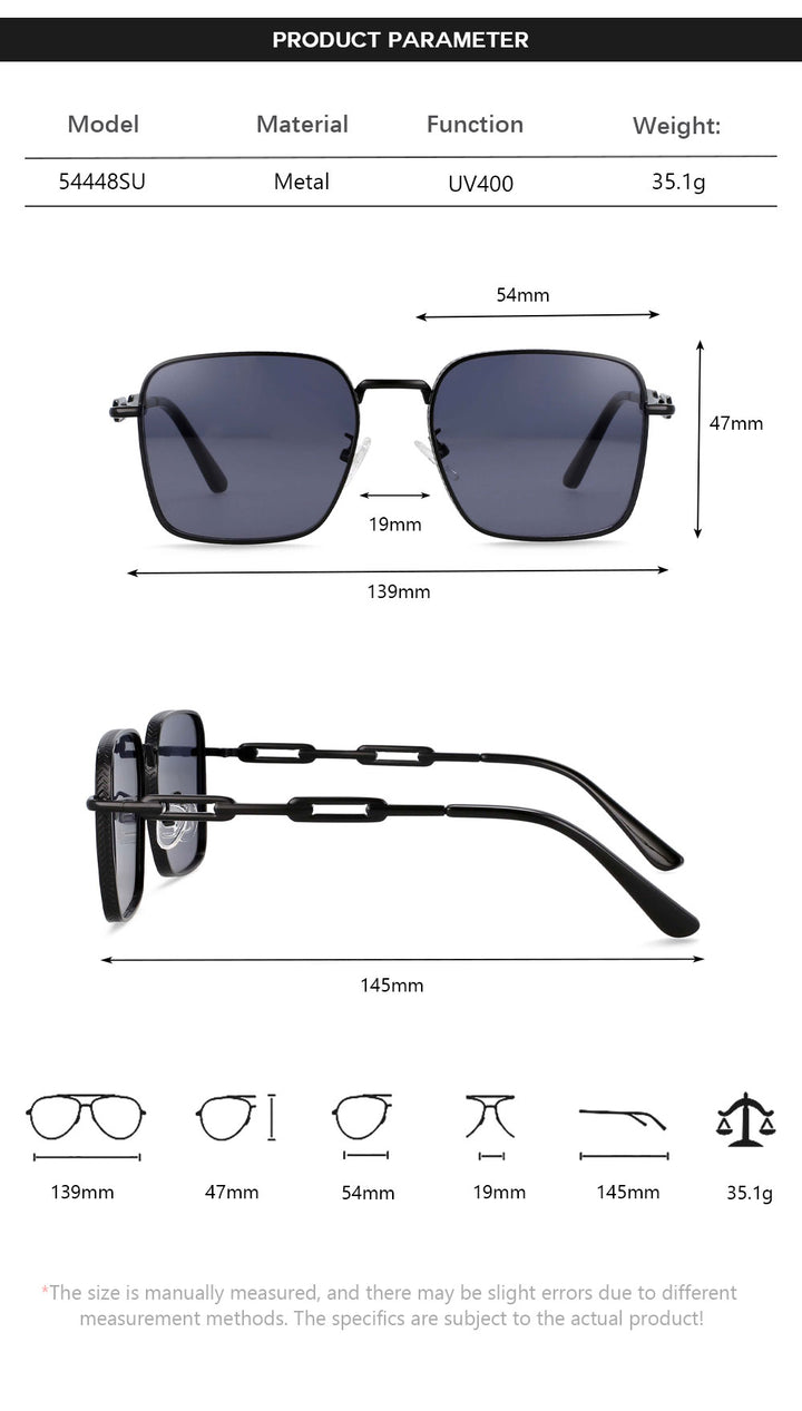 CCspace Unisex Full Rim Rectangle Resin Alloy Frame Sunglasses 54448 Sunglasses CCspace Sunglasses