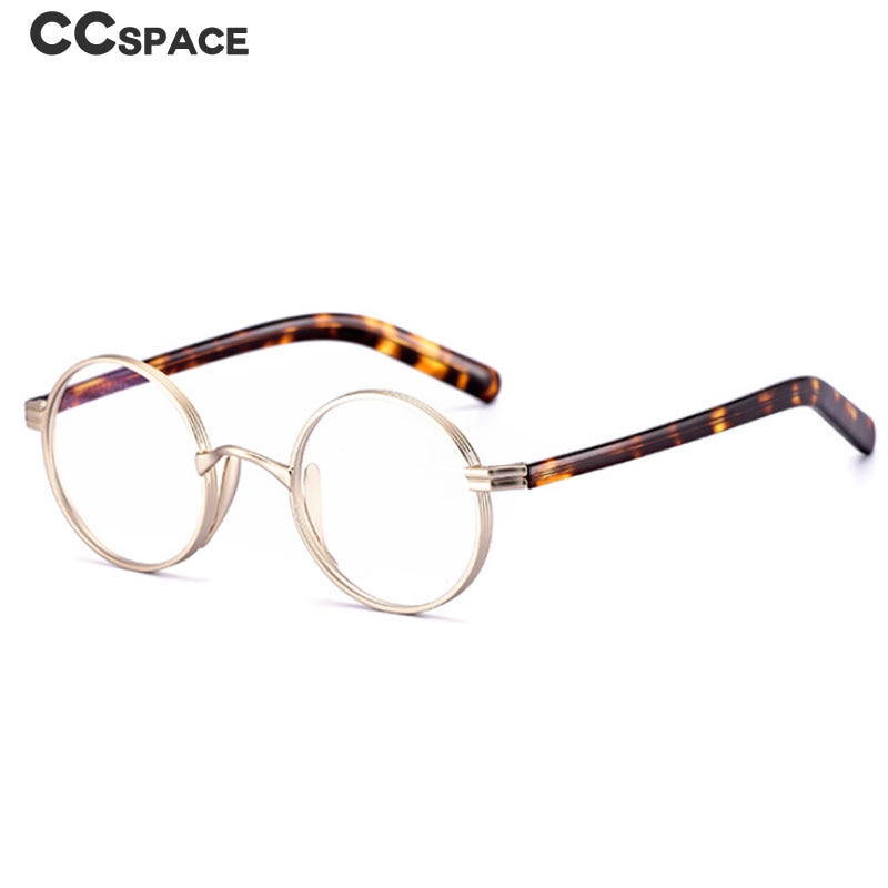 CCspace Unisex Full Rim Round Titanium Acetate Alloy Frame Eyeglasses 54604 Full Rim CCspace