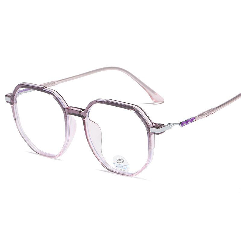 Reven Jate Unisex Full Rim Polygon Oval Tr 90 Eyeglasses 81240 Full Rim Reven Jate purple