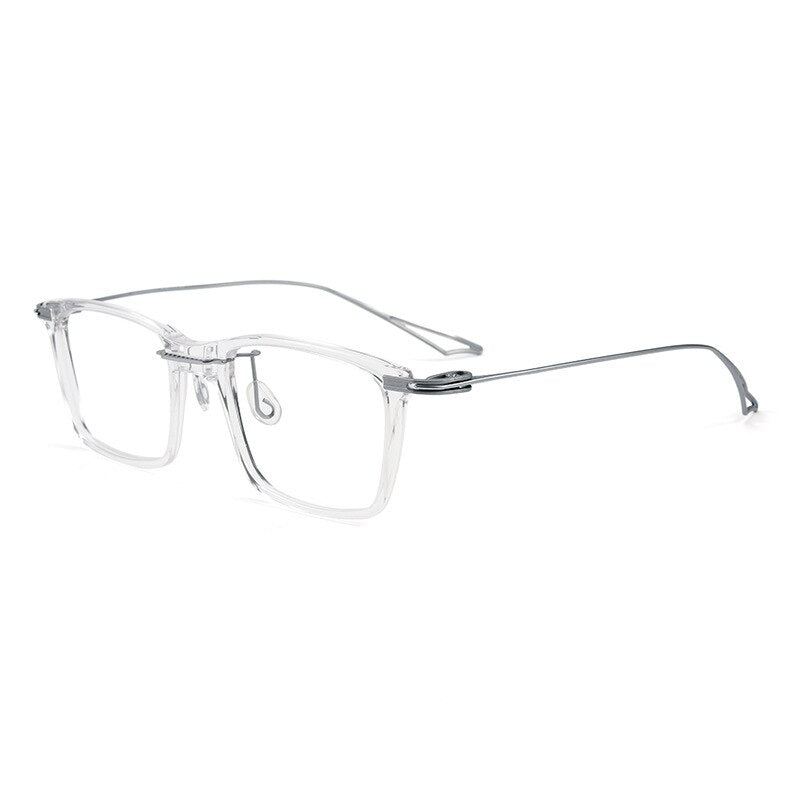 Yimaruili Unisex Full Rim Square Acetate Titanium Eyeglasses 1128 Full Rim Yimaruili Eyeglasses Transparent