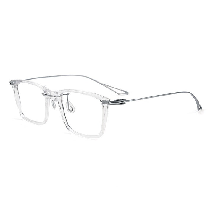 Yimaruili Unisex Full Rim Square Acetate Titanium Eyeglasses 1128 Full Rim Yimaruili Eyeglasses Transparent