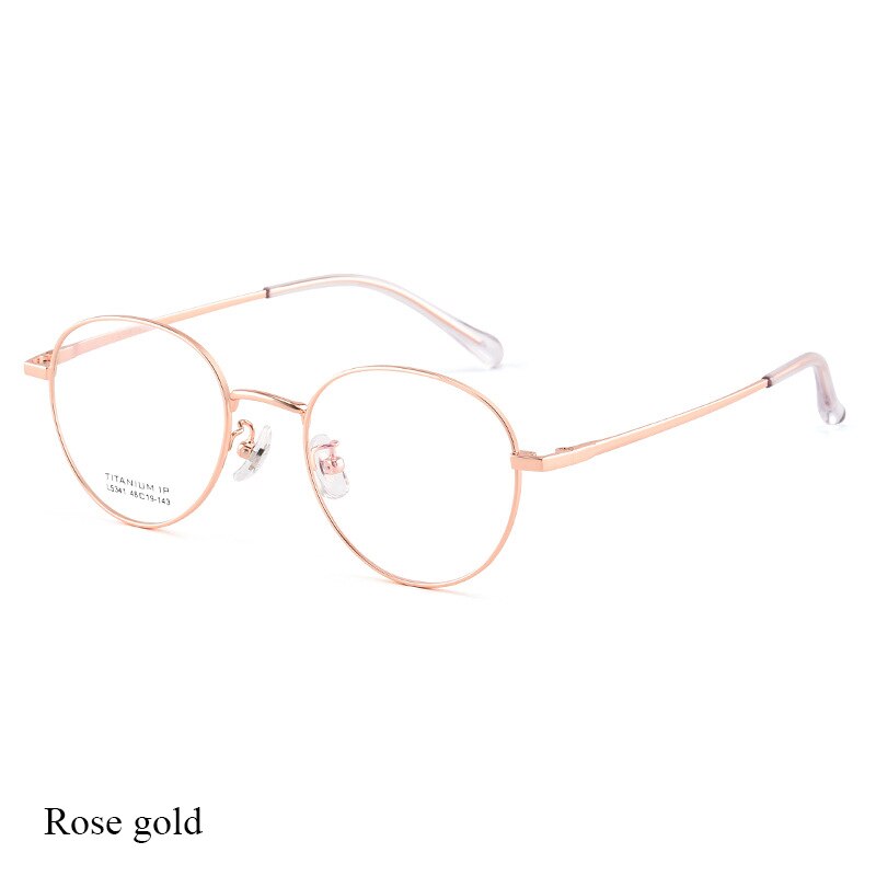 Bclear Unisex Full Rim Round Titanium Eyeglasses Lb5341 Full Rim Bclear Rose Gold