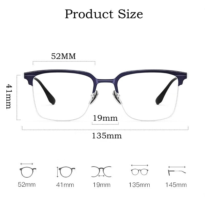 Yimaruili Men's Full Rim Small Square Acetate Titanium Eyeglasses 9201 Full Rim Yimaruili Eyeglasses