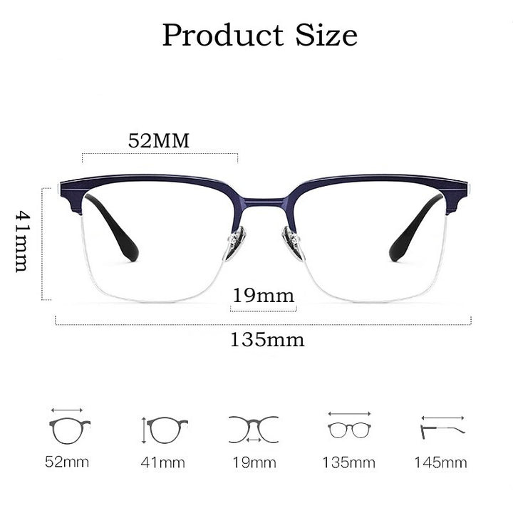 Yimaruili Men's Full Rim Small Square Acetate Titanium Eyeglasses 9201 Full Rim Yimaruili Eyeglasses