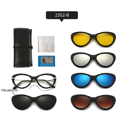Ralferty Women's Full Rim Square Cat EyeTr 90 Acetate Eyeglasses With Clip On Sunglasses TR2345 With Clip Ons Ralferty 2352-B China As picture