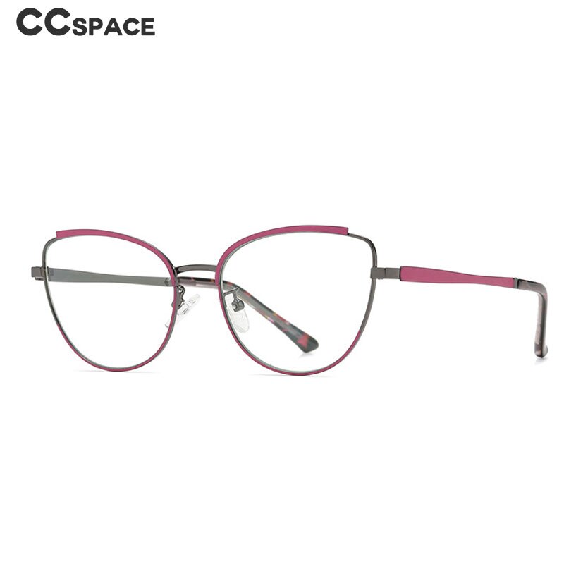 CCspace Women's Semi Rim Square Cat Eye Alloy Eyeglasses 55606 Semi Rim CCspace