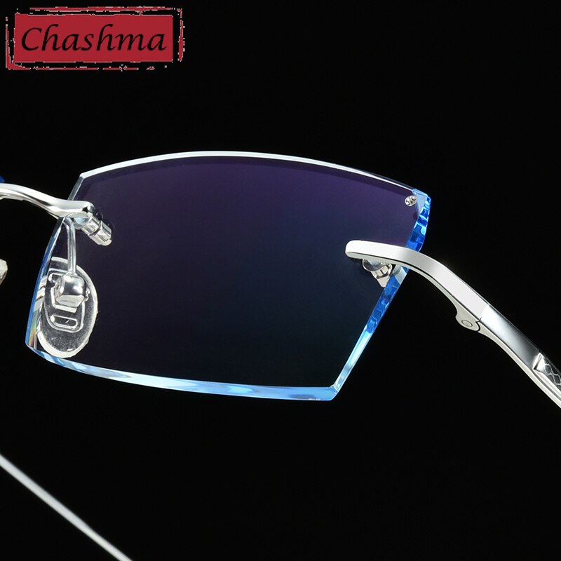 Chashma Ottica Men's Rimless Square Rectangle Titanium Eyeglasses Tinted Lenses 98069 Rimless Chashma Ottica