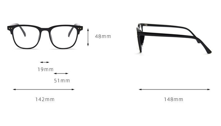 CCspace Unisex Full Rim Big Square Tr 90 Titanium Eyeglasses 55804 Full Rim CCspace