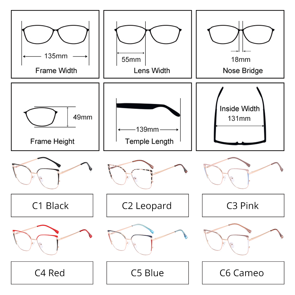 Ralferty Women's Full Rim Square Cat Eye Tr 90 Acetate Eyeglasses F82019 Full Rim Ralferty
