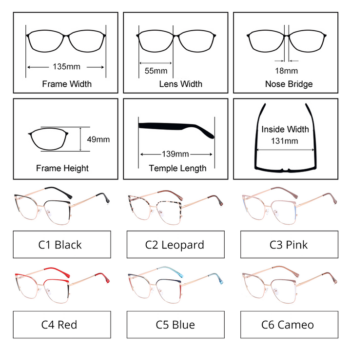 Ralferty Women's Full Rim Square Cat Eye Tr 90 Acetate Eyeglasses F82019 Full Rim Ralferty