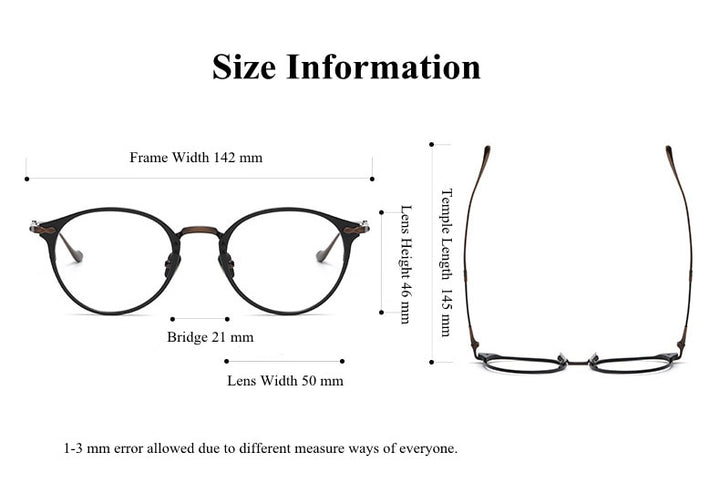 Chashma Ottica Unisex Full Rim Round Titanium Eyeglasses 3112 Full Rim Chashma Ottica