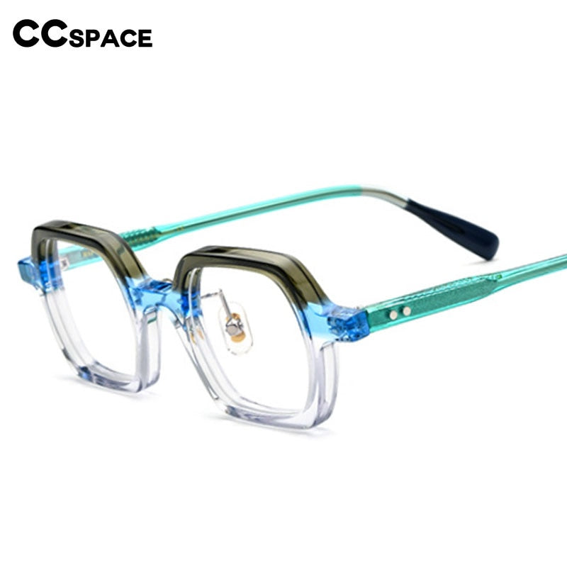 CCspace Unisex Full Rim Small Irregular Square Acetate Eyeglasses 54705 Full Rim CCspace