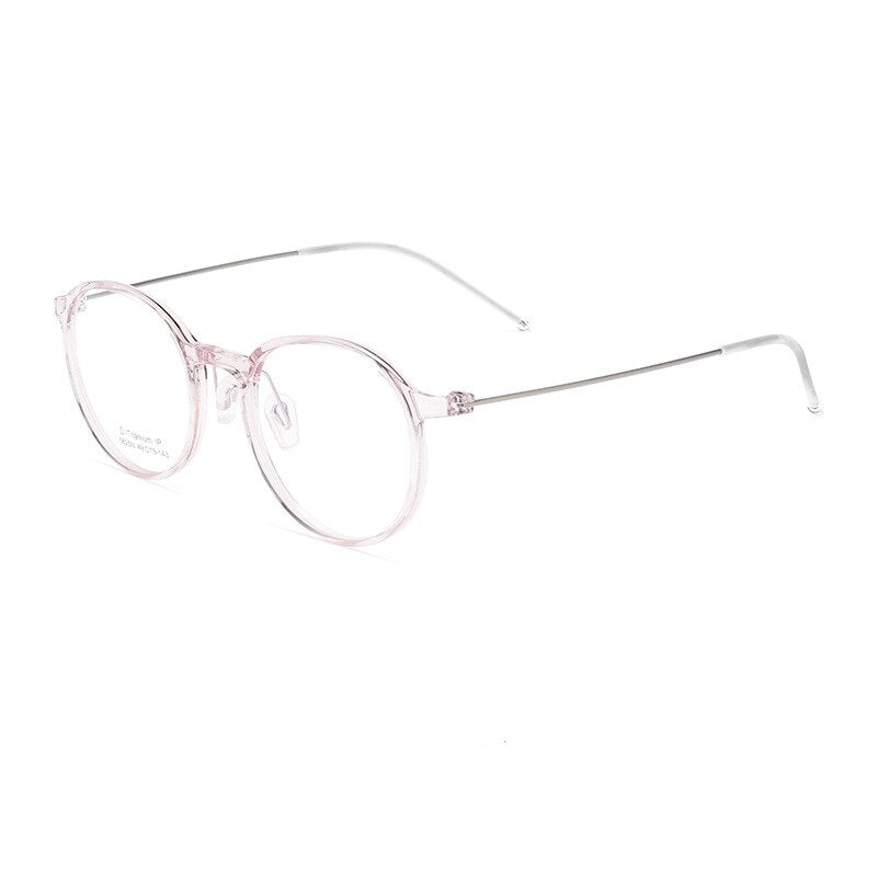 Yimaruili Unisex Full Rim Round Tr 90 Titanium Eyeglasses 5825M Full Rim Yimaruili Eyeglasses Water Pink