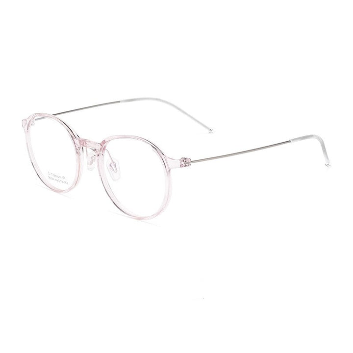 Yimaruili Unisex Full Rim Round Tr 90 Titanium Eyeglasses 5825M Full Rim Yimaruili Eyeglasses Water Pink
