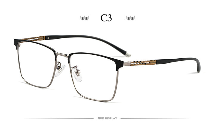 Hotochki Men's Full Rim Square Tr 90 Titanium Frame Eyeglasses T8611t Full Rim Hotochki