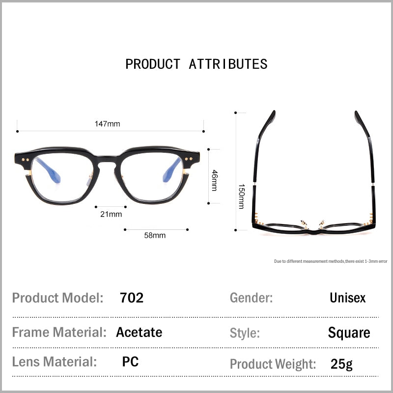 Muzz Unisex Full Rim Square Round Acetate Eyeglasses 702 Full Rim Muzz