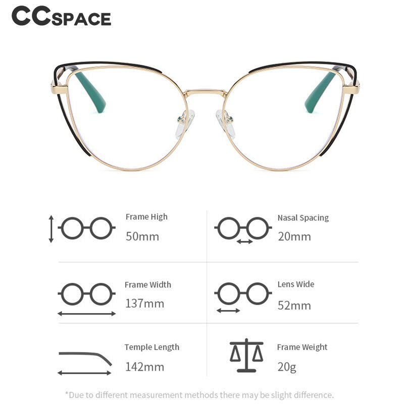 CCspace Women's Full Rim Cat Eye Acetate Alloy Eyeglasses 55253 Full Rim CCspace