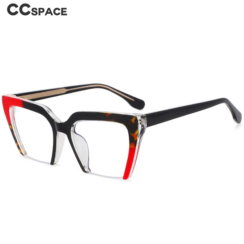 CCspace Women's Semi Rim Cat Eye Tr 90 Titanium Eyeglasses 55581 Semi Rim CCspace