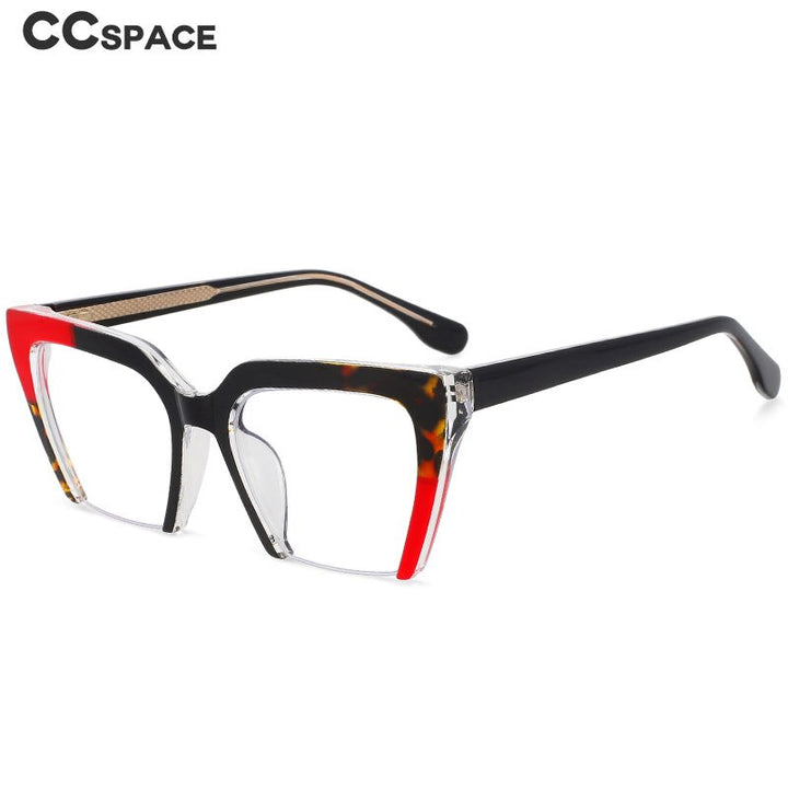 CCspace Women's Semi Rim Cat Eye Tr 90 Titanium Eyeglasses 55581 Semi Rim CCspace
