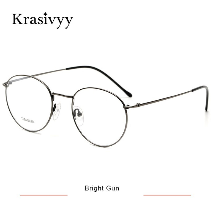 Krasivyy Women's Full Rim Round Titanium Eyeglasses Kr8406 Full Rim Krasivyy Bright Gun CN 