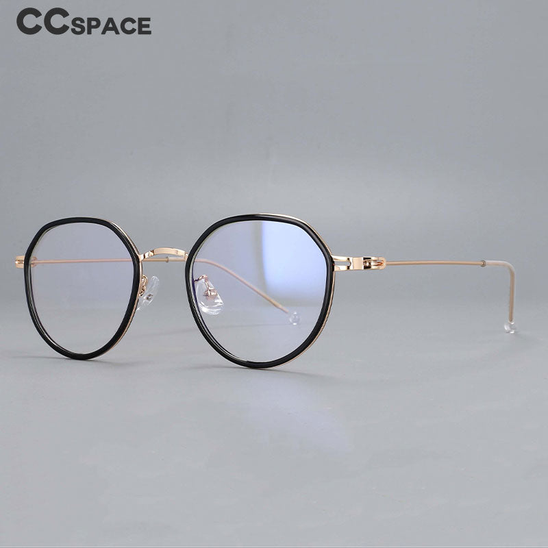 CCspace Unisex Full Rim Irregular Round Tr 90 Titanium Eyeglasses 53262 Full Rim CCspace