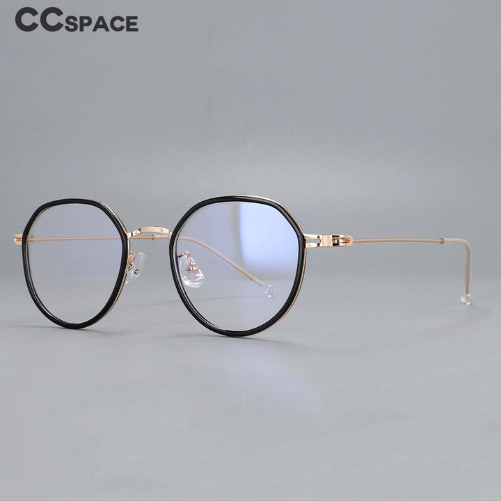 CCspace Unisex Full Rim Irregular Round Tr 90 Titanium Eyeglasses 53262 Full Rim CCspace