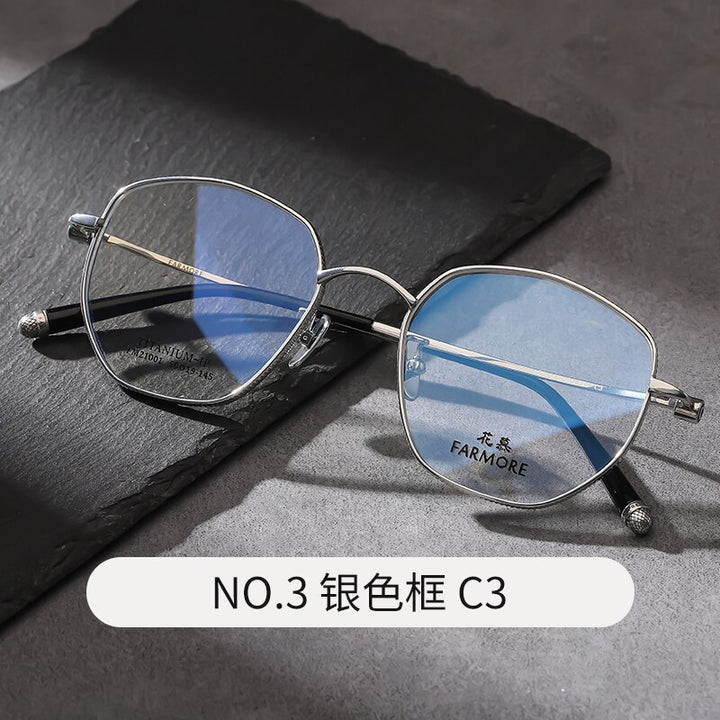 Reven Jate Unisex Full Rim Polygon Square Titanium Eyeglasses Fm21001 Full Rim Reven Jate C3
