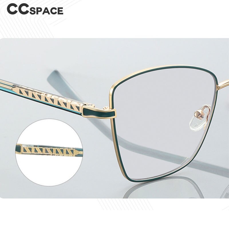 CCspace Unisex Full Rim Square Cat Eye Alloy Eyeglasses 55527 Full Rim CCspace