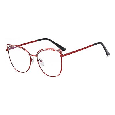 Ralferty Women's Full Rim Square Cat Eye Acetate Alloy Eyeglasses F91236 Full Rim Ralferty C4 Red - Black China 