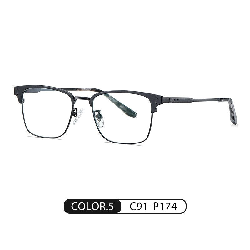 Bclear Unisex Full Rim Square Eyebrow Line Titanium Eyeglasses Wd916 Full Rim Bclear Matte Black