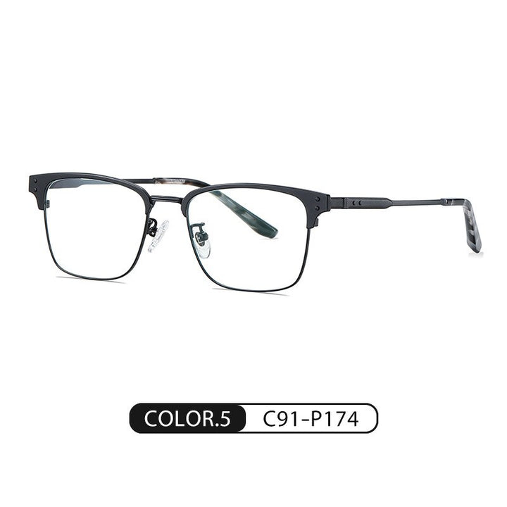 Bclear Unisex Full Rim Square Eyebrow Line Titanium Eyeglasses Wd916 Full Rim Bclear Matte Black