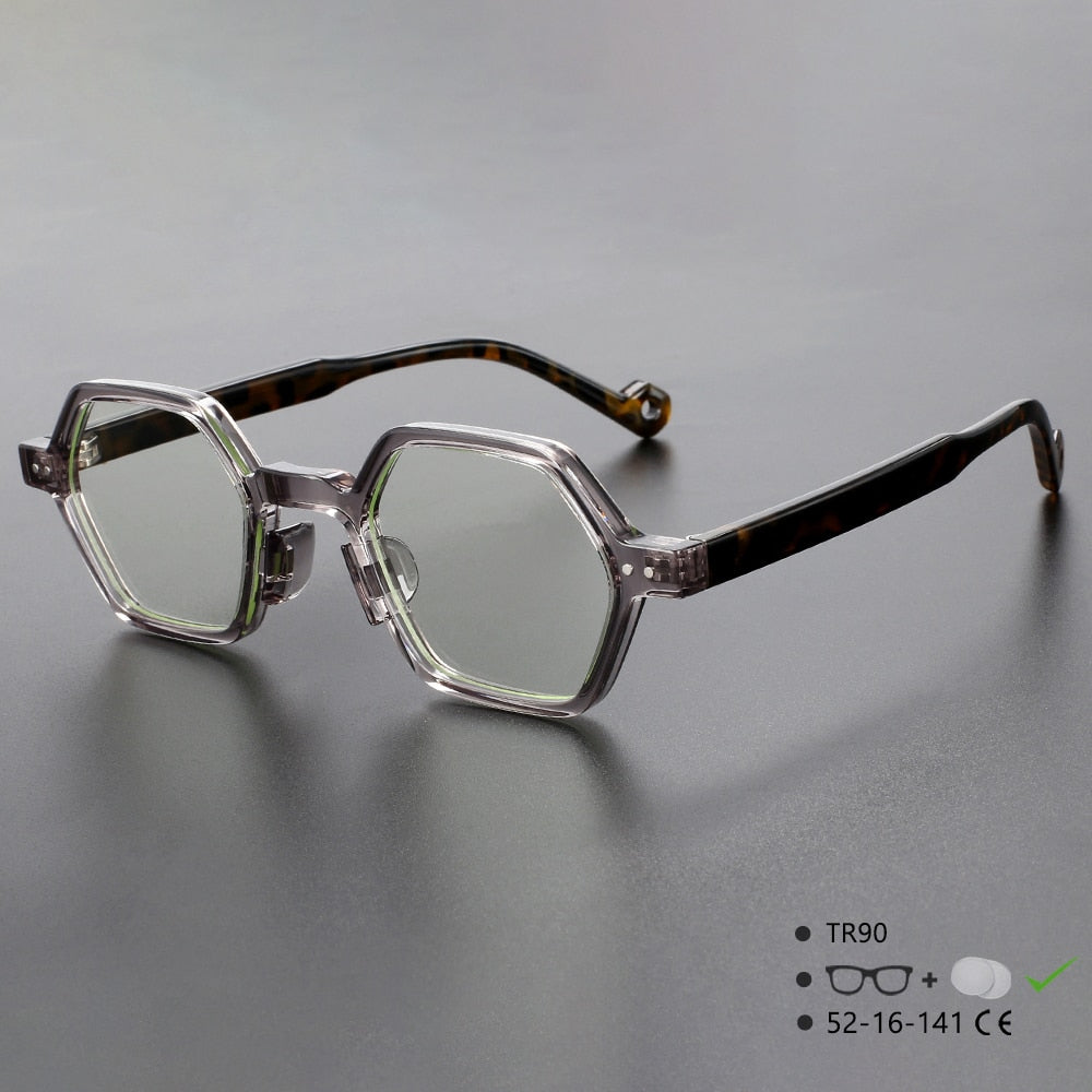 CCspace Unisex Full Rim Polygonal Tr 90 Acetate Eyeglasses 54565 Full Rim CCspace C3F China