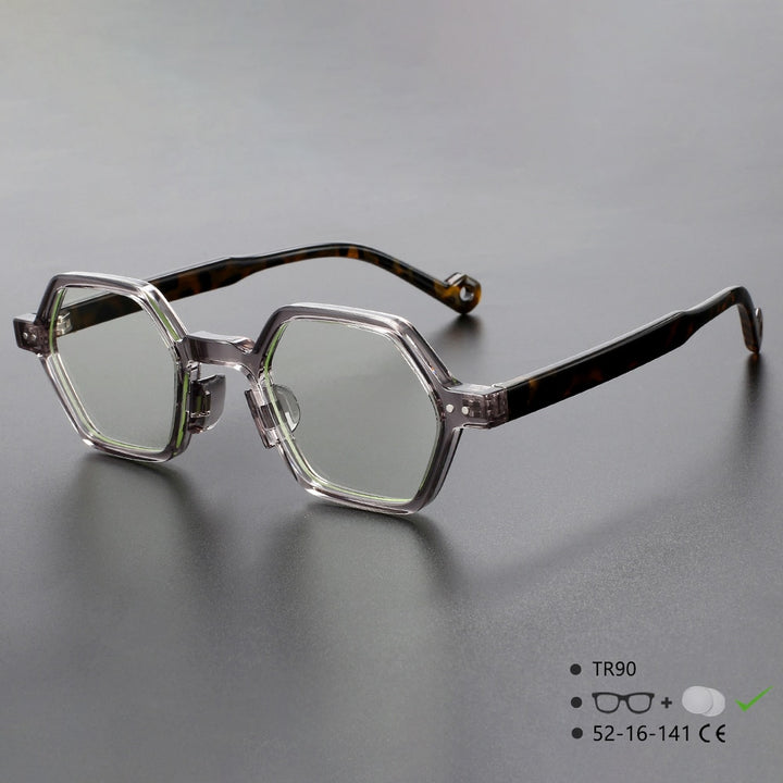 CCspace Unisex Full Rim Polygonal Tr 90 Acetate Eyeglasses 54565 Full Rim CCspace C3F China