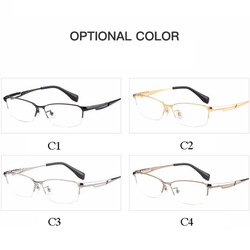 Hotochki Men's Semi Rim Rectangle Titanium Frame Eyeglasses E85759 Semi Rim Hotochki