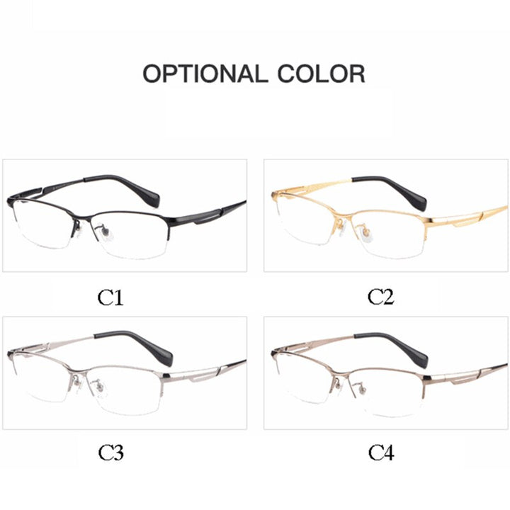 Hotochki Men's Semi Rim Rectangle Titanium Frame Eyeglasses E85759 Semi Rim Hotochki