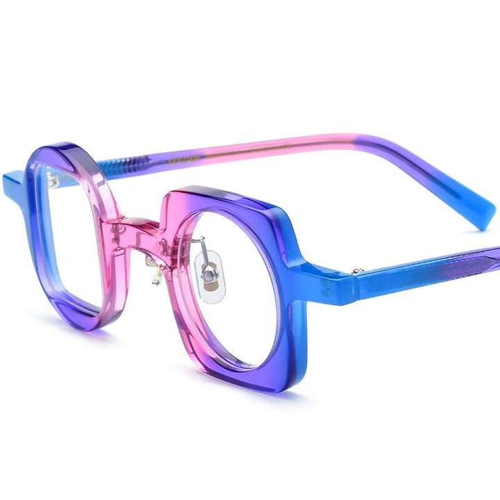 CCspace Unisex Full Rim Square Round Acetate Eyeglasses 55660 Full Rim CCspace PinkBlue China