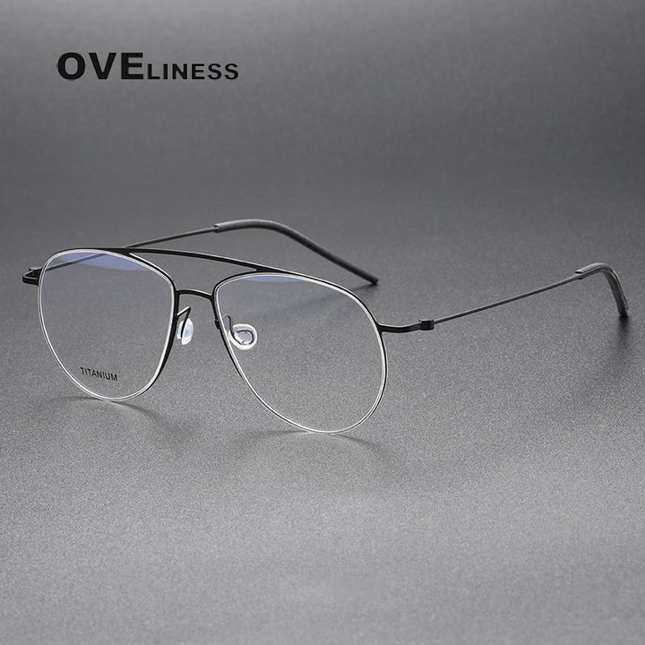 Oveliness Unisex Full Rim Square Double Bridge Screwless Titanium Eyeglasses 5507 Full Rim Oveliness