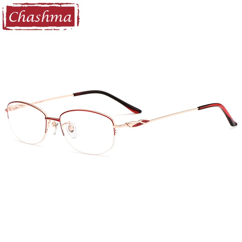 Chashma Ottica Women's Semi Rim Oval Titanium Eyeglasses 0661 Semi Rim Chashma Ottica Red Gold