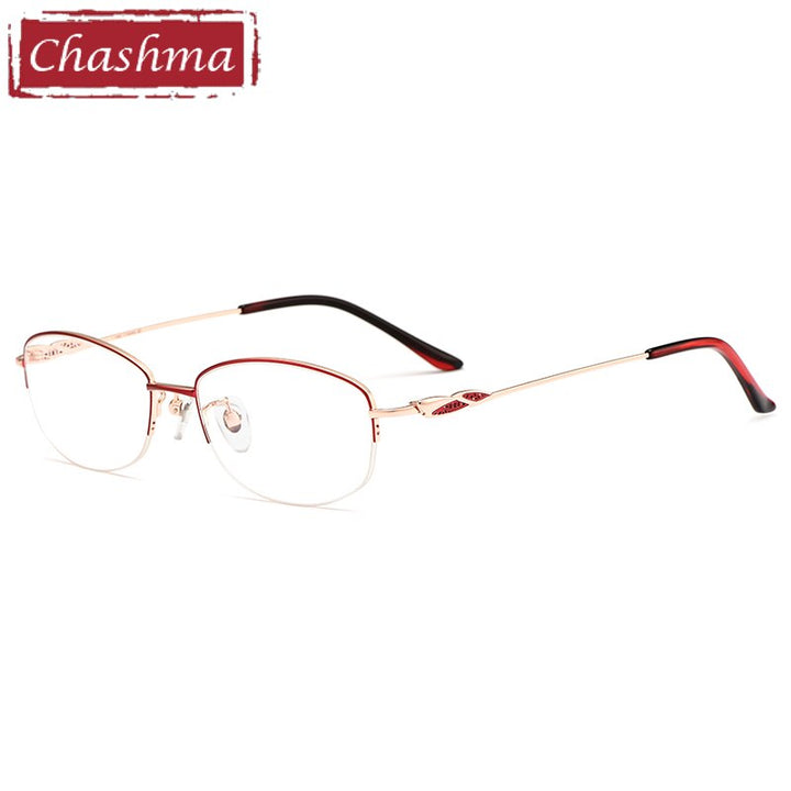 Chashma Ottica Women's Semi Rim Oval Titanium Eyeglasses 0661 Semi Rim Chashma Ottica Red Gold
